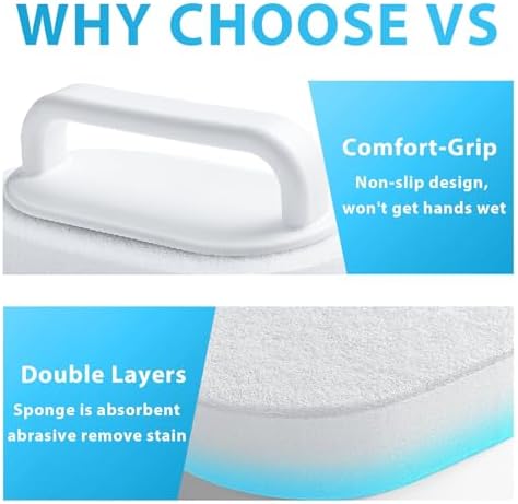 Lumkew Bath Tub Scrubber Non Scratch Cleaning Sponge 2 PCS Heavy Duty Scrub Tool