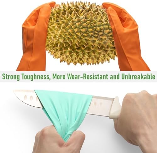 Wsaeig Rubber Dishwashing Gloves - 3 Pairs Colorful Reusable