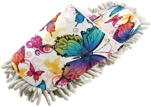 Bulletgxll Colorful Butterflies Mop Slippers Washable