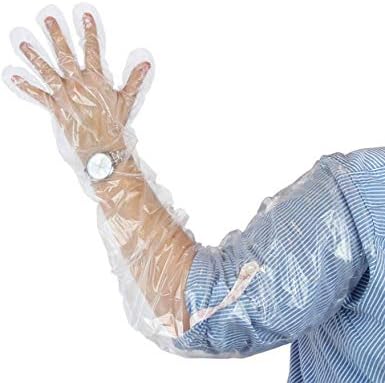 50Pcs WHUASINTA Disposable Plastic Gloves Full Arm 355inch for Veterinary Use
