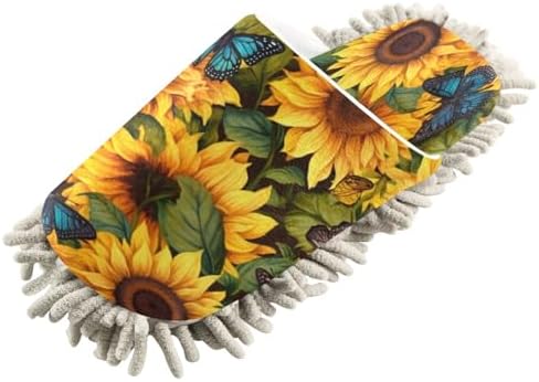 Bulletgxll Sunflowers with Butterflies Cleaning Slippers