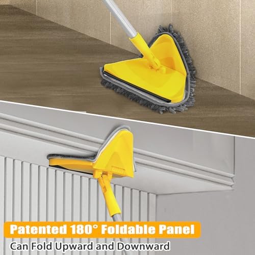 JEHONN Wall Mop with 80 Inch Handle and 180 Folding Baseboard Cleaner
