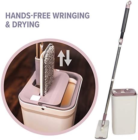 Micro Flat Mop Bucket System 3 Reusable Pads Hands-Free Wringing 1