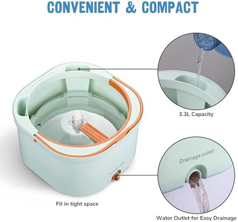 Yescom 360 Spin Mop Bucket Set with 8 Microfiber Pads