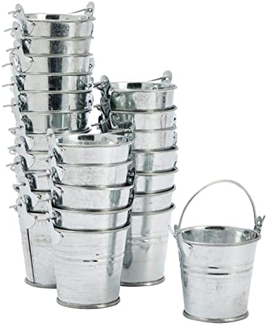 24 Pack Mini Metal Buckets with Handles for Parties