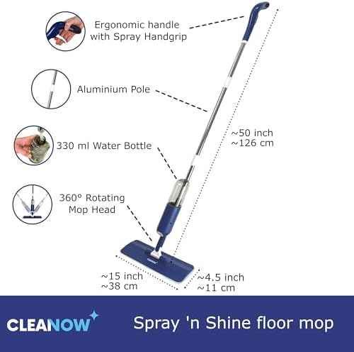 Cleanow Spray n Shine Mop - 2 Microfiber Pads 330 ml Refill