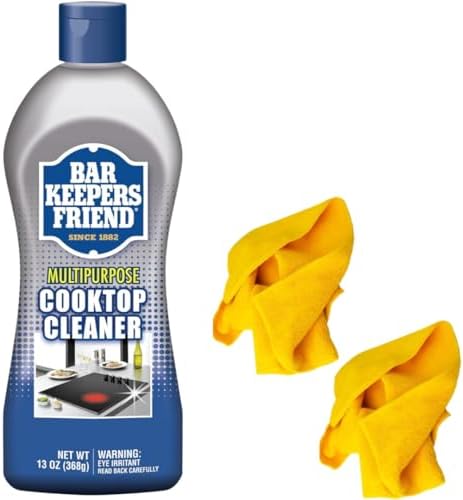 Bar Keepers Friend Cooktop Cleaner 13oz with 2 Cloths