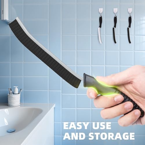 TQRR 3Pcs Hard Bristle Crevice Cleaning Brush Set Black