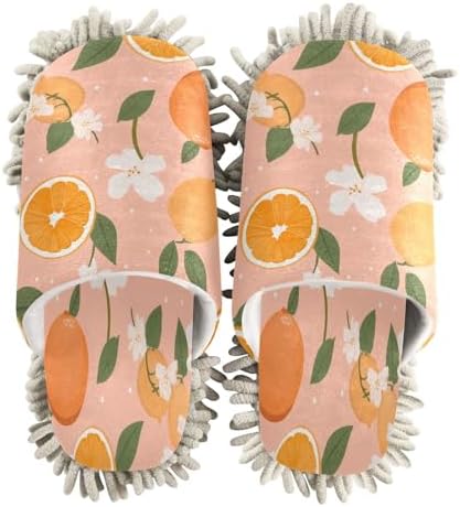 Oranges and Flowers Microfiber Mopping Slippers - Washable and Comfortable