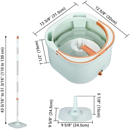 Yescom 360 Spin Mop Bucket Set with 8 Microfiber Pads