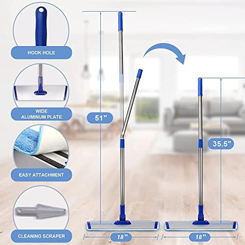 Bryquelin 18 Microfiber Mop with Stainless Steel Handle