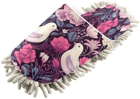 Bulletgxll Colorful Floral and Birds Mopping Slippers - L