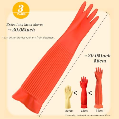 Vsootal 3 Pairs Extra Long Kitchen Gloves with 3 Cleaning Towels 1