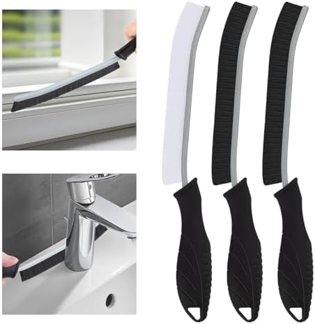 TQRR 3Pcs Hard Bristle Crevice Cleaning Brush Set Black