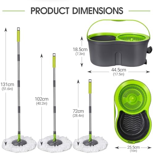 Masthome Spin Mop Bucket with Wringer Set