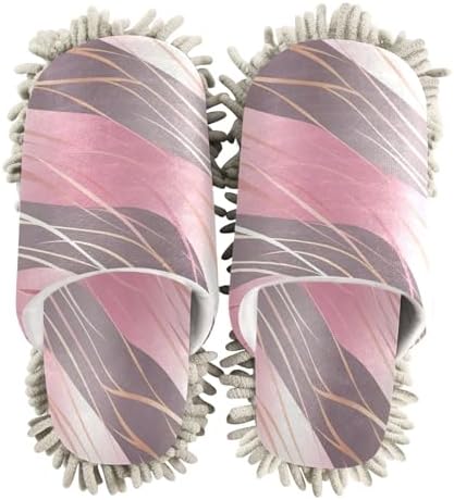 Bulletgxll Rose Gold Wavy Line Microfiber Cleaning Slippers