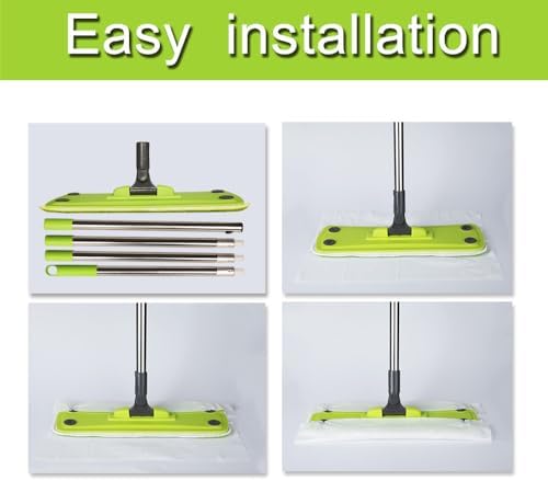CHANHOO Microfiber Mop Kit with 5 Dust Papers 2 Washable Pads