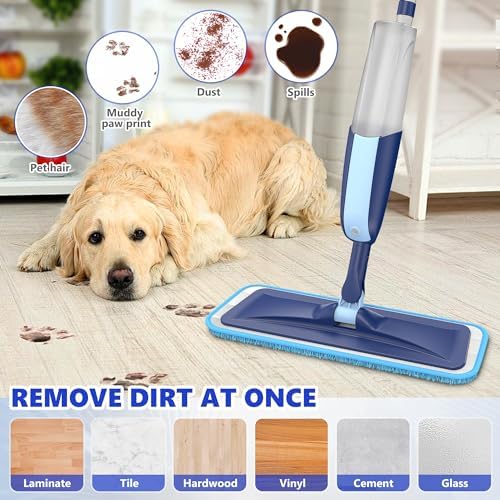 MANGOTIME Microfiber WetDry Mop with 4 Reusable Pads