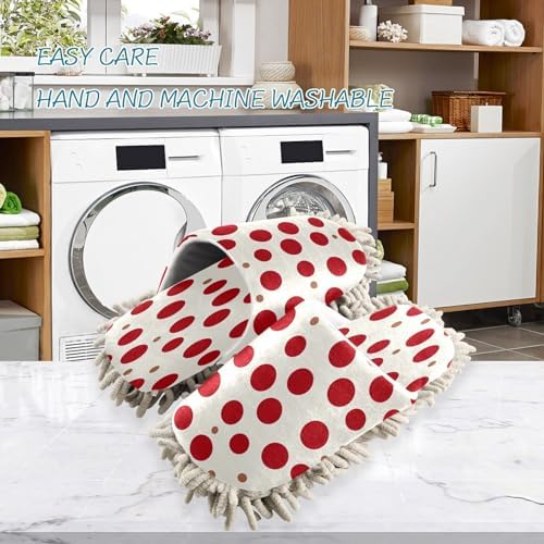 Red Dot Microfiber Cleaning Slippers for Mopping