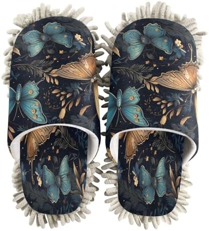 Bulletgxll Butterflies and Leaves Mopping Slippers - M