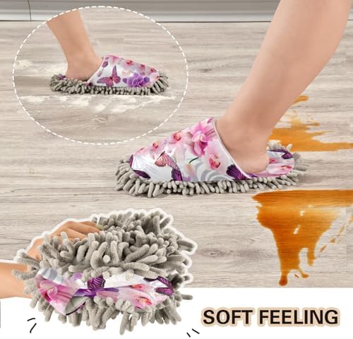 Bulletgxll Pink Butterflies Cleaning Slippers Mop Pad Replacement