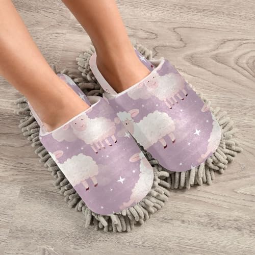 Zhirexin Cute Sheep Mop Slippers for Men Women