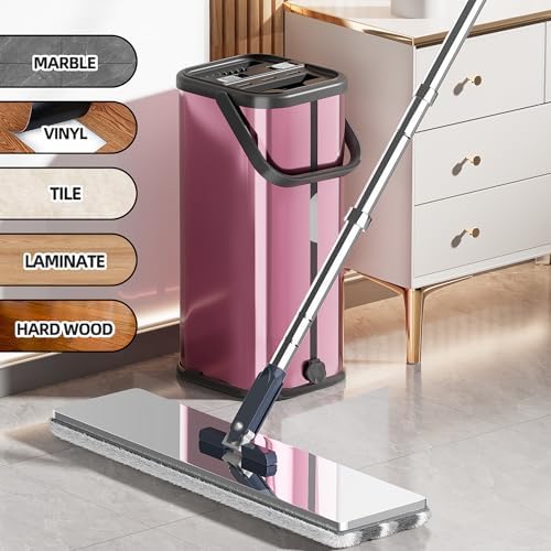 SWIFTIRON Flat Mop and Bucket with Wringer Purple