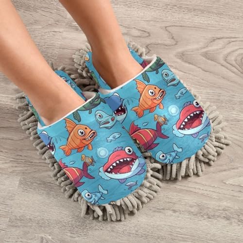 Bulletgxll Cartoon Sea Animals Mopping Slippers - L