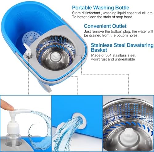 HYZSWGC Spin Mop and Bucket with Wringer Set