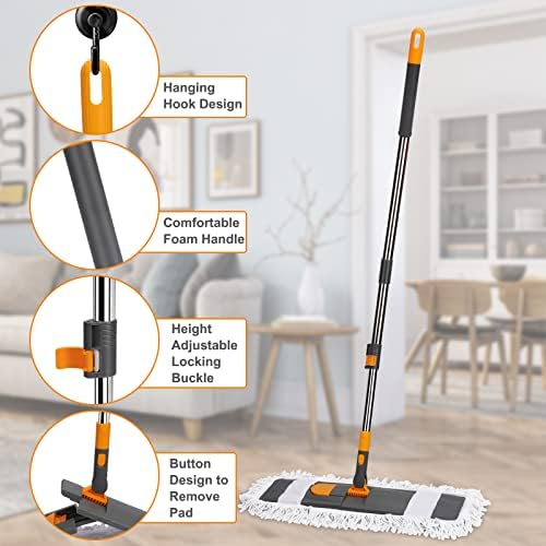 MASTERTOP Dust Mop for Floor Cleaning with 2 Pads