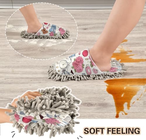 Bulletgxll Microfiber Cleaning Slippers - Washable Mop Slippers for Men Women