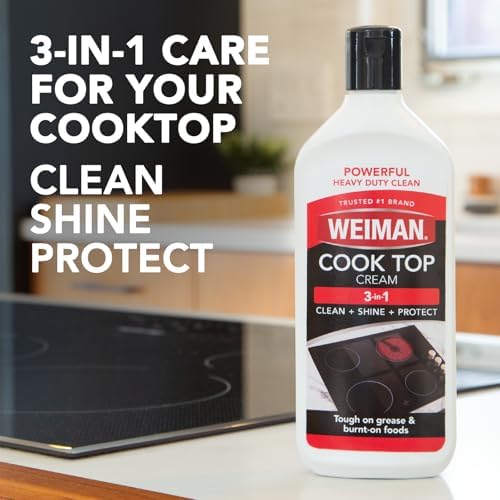 Weiman Cooktop Cleaner with Scrubbing Pads - 10 Oz Heavy Duty Polish