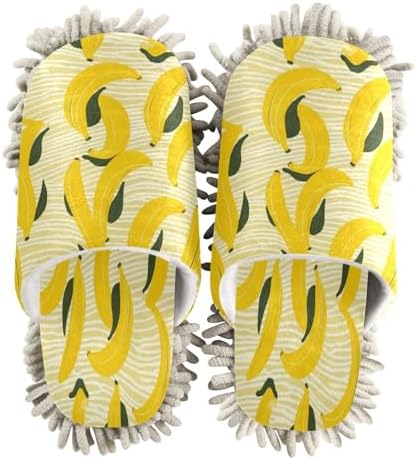 Bulletgxll Banana Pattern Mop Slippers - Washable and Comfortable