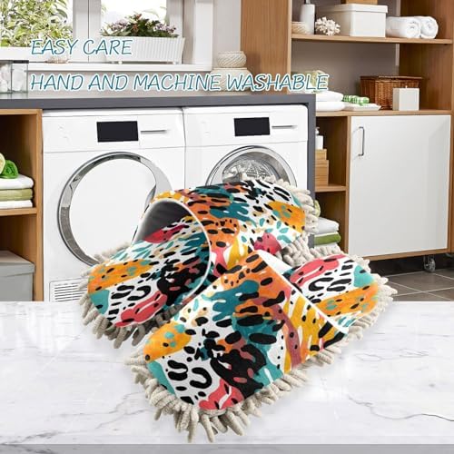 Colorful Leopard Microfiber Cleaning Slippers Washable Floor Mop Slippers