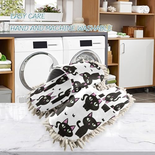 Zhirexin Black Cat Mopping Slippers Comfortable Microfiber