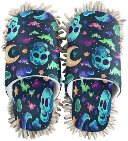 Halloween Bat Skeleton Cleaning Slippers