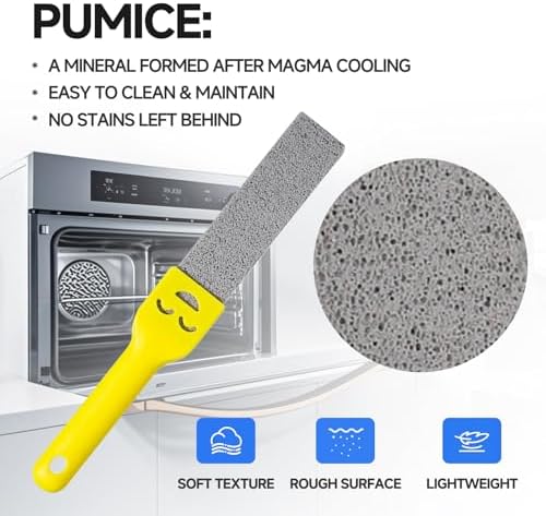 3 Pack Pumice Stones with Long Handle for Oven Stove Cleaning