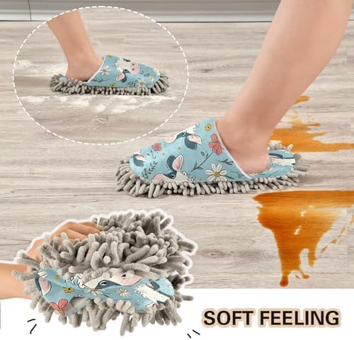Bulletgxll Cows and Flowers Mopping Slippers - M