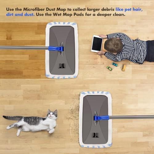 Masthome Extra Large Dust Mop with 5 Pads and Scraper - Blue