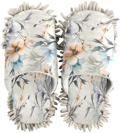 Bulletgxll Flowers and Leaves Microfiber Cleaning Slippers for Floor Mopping