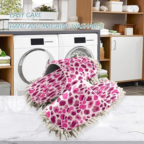 Zhirexin Leopard Microfiber Mop Slippers for Men Women