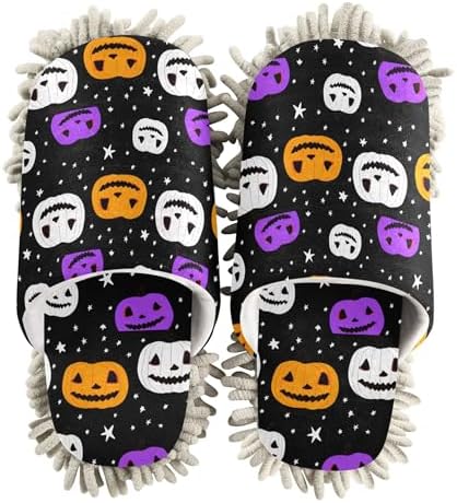 Halloween Pumpkins Mop Slippers for Women Men