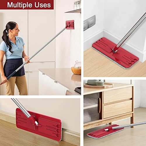 BOSHENG Hands-Free Mop and Bucket Set with 3 Washable Pads