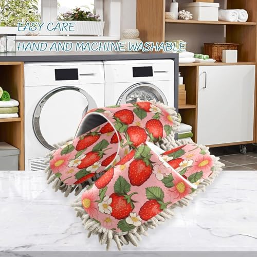 Strawberry Pattern Mopping Slippers - Washable Comfortable