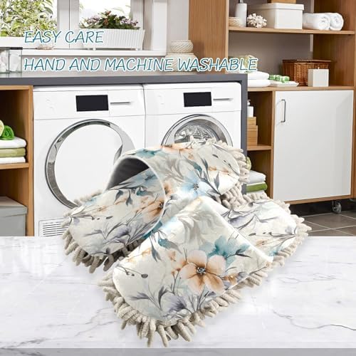 Bulletgxll Flowers and Leaves Microfiber Cleaning Slippers for Floor Mopping
