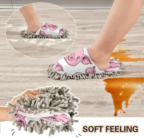 Bulletgxll Pink Pig Mopping Slippers - Washable and Comfortable