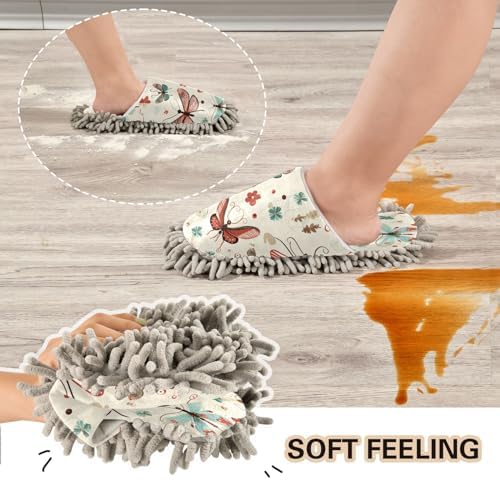 Dragonfly Pattern Mopping Slippers - M