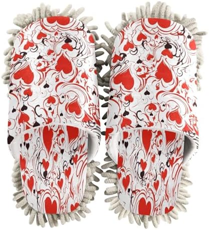 Bulletgxll Love and Red Hearts Cleaning Slippers