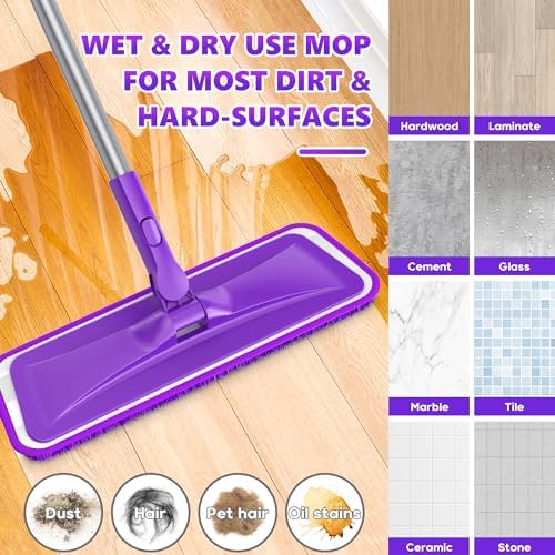 BPAWA Microfiber Mop with 4 Reusable Pads for Hardwood Floors