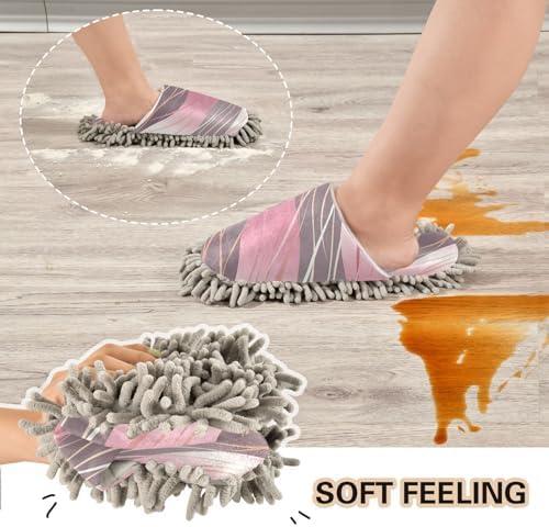 Bulletgxll Rose Gold Wavy Line Microfiber Cleaning Slippers